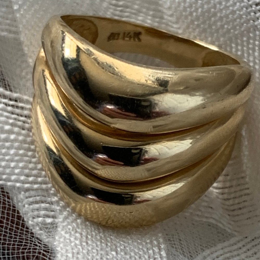 14K YG VStyle Bold Gold Fine Jewelry Sz 6